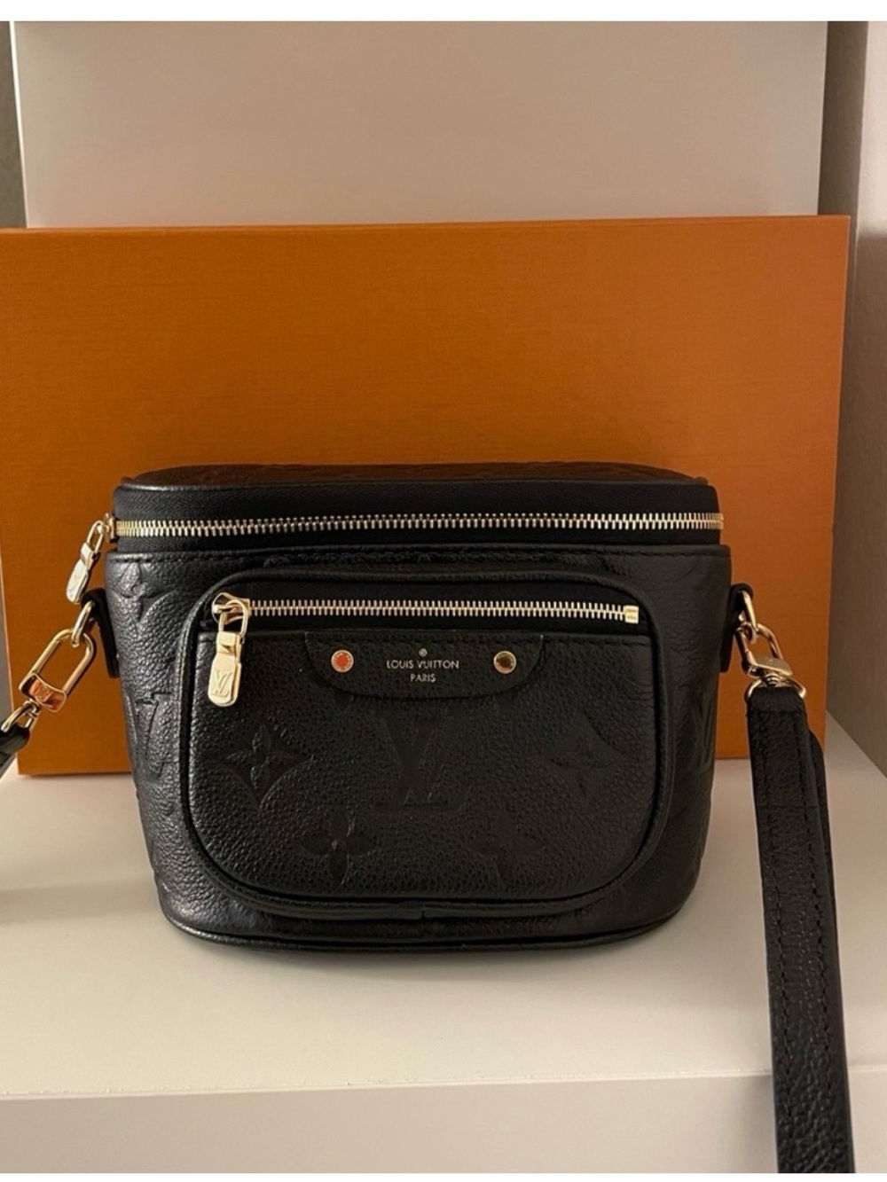 Louis Vuitton Black Monogram Embossed Pebbled Leather Mini Bum Bag - Picture 11 of 14